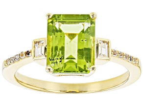 Pre-Owned Green Peridot 18k Yellow Gold Over Sterling Silver Ring 2.27ctw