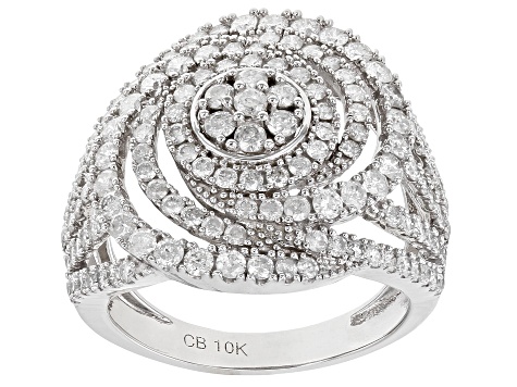 Pre-Owned White Diamond 10K White Gold Cocktail Ring 1.50ctw
