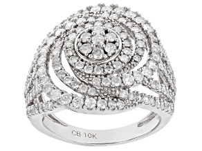 Pre-Owned White Diamond 10K White Gold Cocktail Ring 1.50ctw