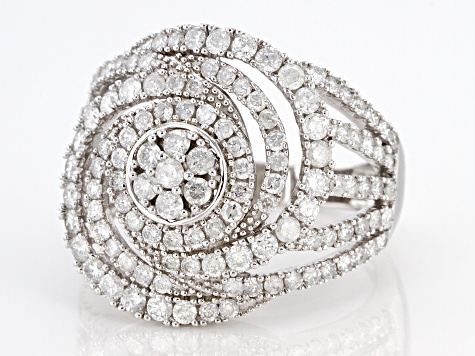 Pre-Owned White Diamond 10K White Gold Cocktail Ring 1.50ctw
