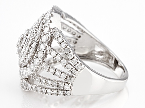 Pre-Owned White Diamond 10K White Gold Cocktail Ring 1.50ctw