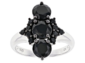 Pre-Owned Black Spinel Rhodium Over Sterling Silver Ring 2.93ctw