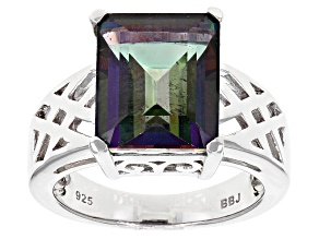 Pre-Owned Green Mystic Topaz® Sterling Silver Ring 6.28ct