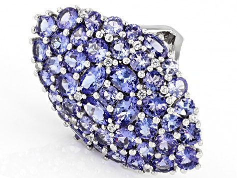 Pre-Owned Blue Tanzanite Rhodium Over Sterling Silver Ring 9.47ctw