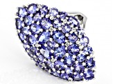 Pre-Owned Blue Tanzanite Rhodium Over Sterling Silver Ring 9.47ctw
