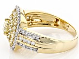 Pre-Owned Natural Yellow And White Diamond 14K Yellow Gold Cluster Ring 1.03ctw