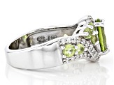 Pre-Owned Green Peridot Rhodium Over Sterling Silver Ring 2.95ctw