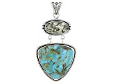 Pre-Owned Turquoise in Matrix And Pyrite Sterling Silver Pendant