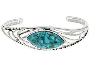 Pre-Owned Turquoise Rhodium Over Sterling Silver Cuff Bracelet