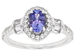 Pre-Owned Blue Tanzanite Rhodium Over Sterling Silver Ring 1.30ctw