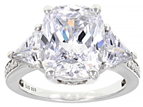 Pre-Owned White Cubic Zirconia Platinum Over Sterling Silver Anniversary Ring 11.38ctw