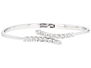 Pre-Owned White Diamond Rhodium Over Sterling Silver Bangle Bracelet 0.25ctw