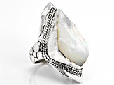 Pre-Owned White Mother-of-Pearl Silver Statement Ring