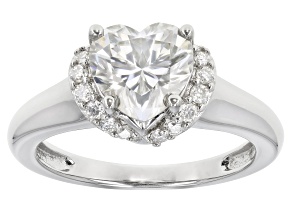 Pre-Owned Moissanite platineve heart shape engagement ring 2.04ctw DEW.