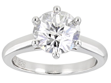 Picture of Pre-Owned Moissanite Castle Cut Platineve Solitaire Ring 2.70ct DEW.