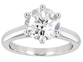 Pre-Owned Moissanite Castle Cut Platineve Solitaire Ring 2.70ct DEW.