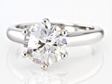 Pre-Owned Moissanite Castle Cut Platineve Solitaire Ring 2.70ct DEW.