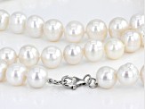 Pre-Owned White Cultured Freshwater Pearl Rhodium Over Sterling Silver 24 Inch Strand Necklace