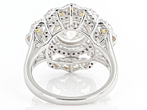 Pre-Owned Moissanite Platineve And 14k Yellow Gold Flash Plating Over Silver Ring 4.00ctw DEW