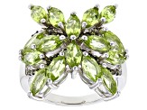Pre-Owned Green Peridot Rhodium Over Sterling Silver ring 2.55ctw