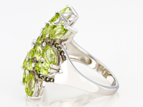 Pre-Owned Green Peridot Rhodium Over Sterling Silver ring 2.55ctw