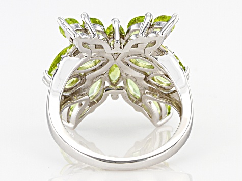 Pre-Owned Green Peridot Rhodium Over Sterling Silver ring 2.55ctw