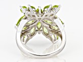 Pre-Owned Green Peridot Rhodium Over Sterling Silver ring 2.55ctw