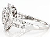 Pre-Owned White Diamond Platinum Heart Cluster Ring 0.95ctw
