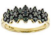 Pre-Owned Green Diamond 10K Yellow Gold Cluster Ring 0.75ctw