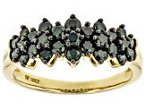 Pre-Owned Green Diamond 10K Yellow Gold Cluster Ring 0.75ctw