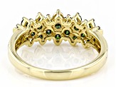 Pre-Owned Green Diamond 10K Yellow Gold Cluster Ring 0.75ctw