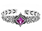 Pre-Owned Lab Created Dark Rose Sapphire Silver Bracelet 5.36ct