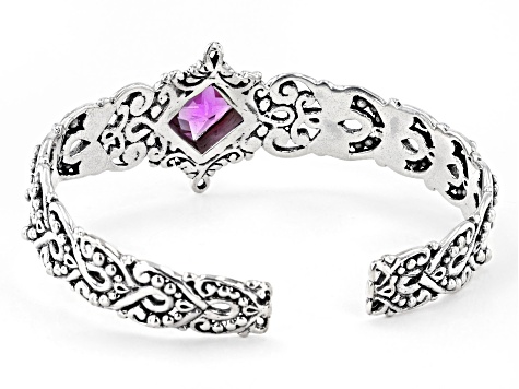 Pre-Owned Lab Created Dark Rose Sapphire Silver Bracelet 5.36ct