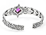 Pre-Owned Lab Created Dark Rose Sapphire Silver Bracelet 5.36ct