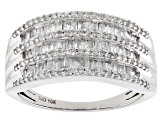 Pre-Owned White Diamond 10k White Gold Multi-Row Wide Band Ring .85ctw