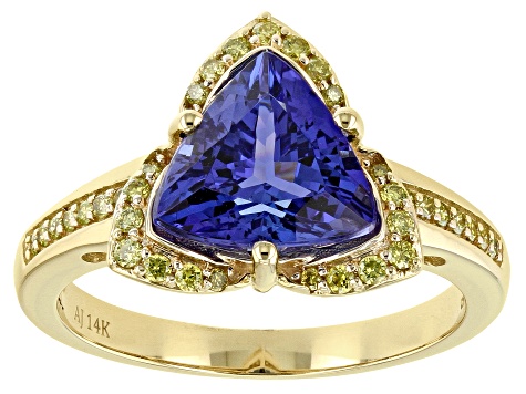 Pre-Owned Blue Trillion Tanzanite 14K Yellow Gold Ring 2.39ctw