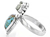 Pre-Owned  Turquoise in Matrix And Pyrite Sterling Silver Ring