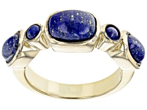 Pre-Owned Blue Lapis Lazuli 18k Yellow Gold Over Sterling Silver Ring