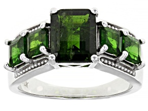 Pre-Owned Green Chrome Diopside Rhodium Over Sterling Silver Ring 3.08ctw