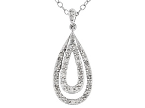 Pre-Owned White Diamond Rhodium Over Sterling Silver Teardrop Pendant with 18" Chain 0.25ctw