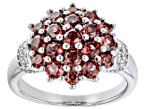 Pre-Owned Red Garnet Rhodium Over Sterling Silver Ring 2.10ctw