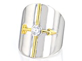 Pre-Owned White Cubic Zirconia Rhodium And 18k Yellow Gold Over Sterling Silver "Courage" Ring 0.90c