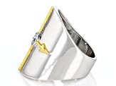 Pre-Owned White Cubic Zirconia Rhodium And 18k Yellow Gold Over Sterling Silver "Courage" Ring 0.90c