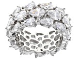 Pre-Owned White Cubic Zirconia Rhodium Over Sterling Silver Eternity Band Ring 14.00ctw