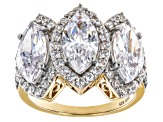 Pre-Owned White Cubic Zirconia 18k Yellow Gold Over Sterling Silver Ring 9.58ctw