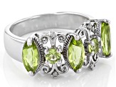 Pre-Owned Green Manchurian Peridot(TM) Rhodium Over Silver Ring 1.77ctw
