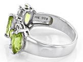 Pre-Owned Green Manchurian Peridot(TM) Rhodium Over Silver Ring 1.77ctw