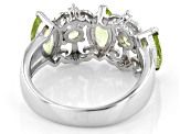 Pre-Owned Green Manchurian Peridot(TM) Rhodium Over Silver Ring 1.77ctw
