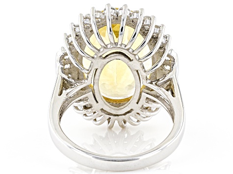 Pre-Owned Yellow Citrine Rhodium Over Sterling Silver Ring 11.57ctw