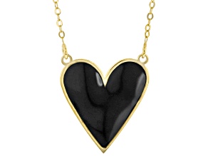 Pre-Owned 10K Yellow Gold Black Enamel Heart Necklace
